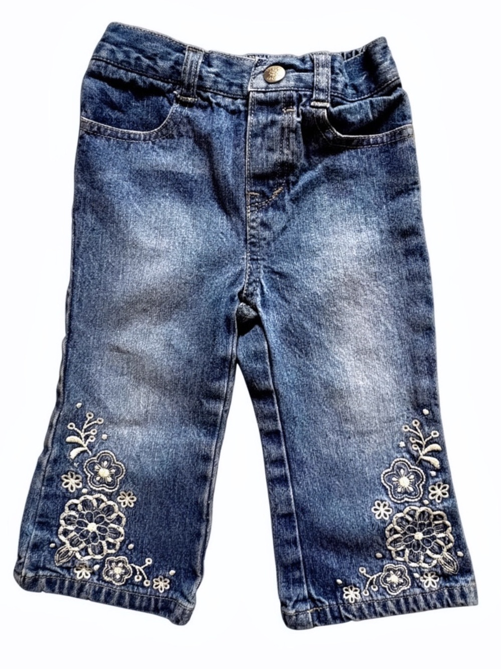 12M VTG Faded Glory Jeans With Embroidered Flower Design